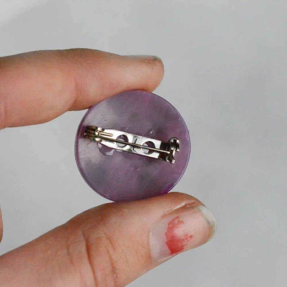 Purple Spotted Button Pin - Picture 2 of 4